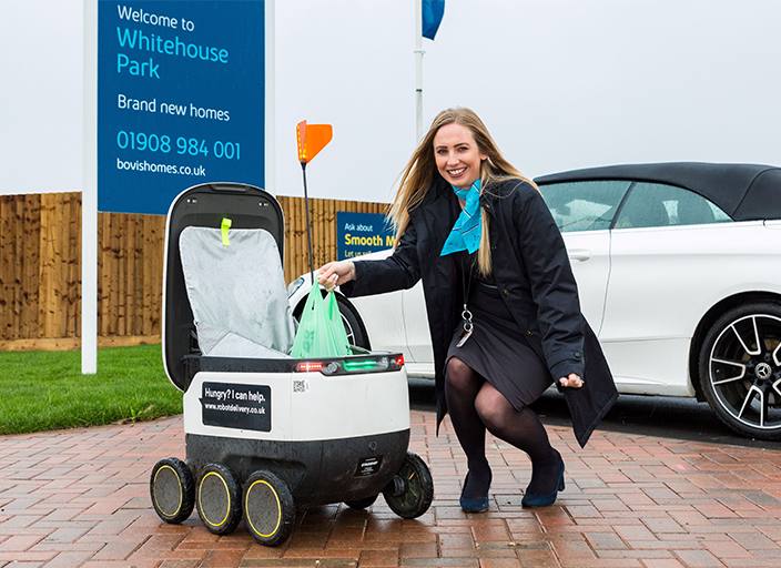 Residents at Milton Keynes’ new-build location delighted with efficient – and friendly – delivery robots